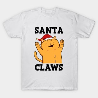 Santa Claws Cute Christmas Cat Pun T-Shirt